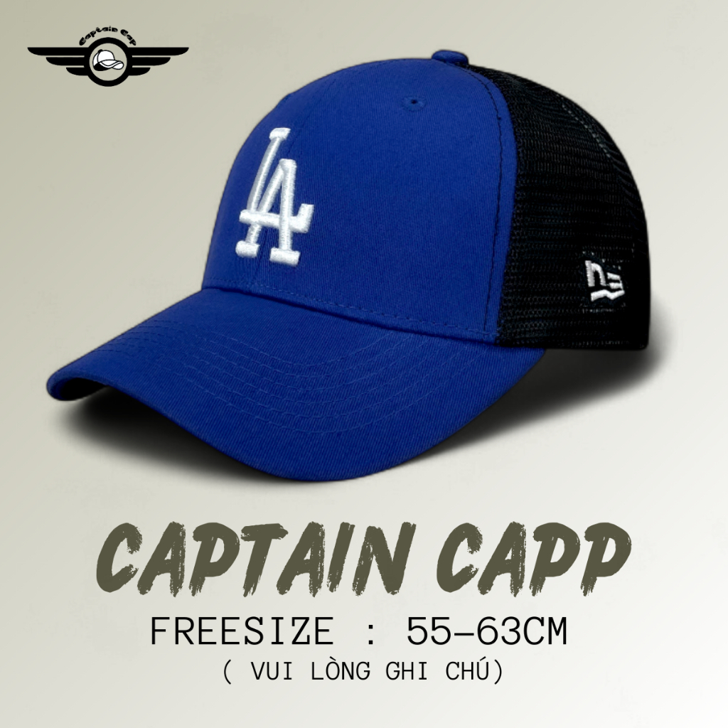 Mũ lưỡi trai Xanh Dương Phối Lưới Đen logo thêu nổi cá tính dành cho cả nam và nữ full hộp để làm quà tặng