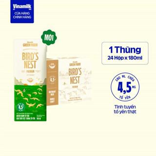 Thùng 24 hộp Sữa tươi tiệt trùng chứa tổ yến Vinamilk Green farm - hộp 180ml