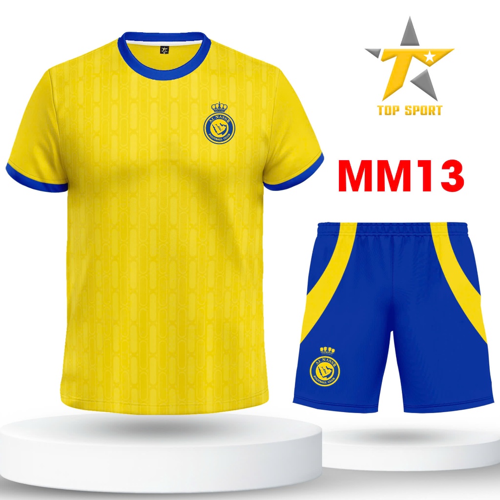 Bộ quần áo thể thao, đồ đá bóng A.l Nassr phối màu Vàng - bích, thun lạnh cao cấp