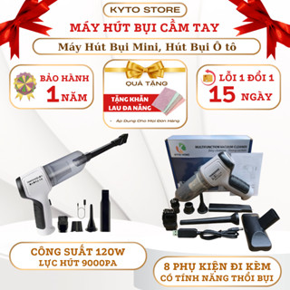 Máy Hút Bụi Cầm Tay Mini KYTO Không Dây 7 Phụ Kiện , Hút Bụi Ô Tô, Giường Nệm, Công Suất 120W