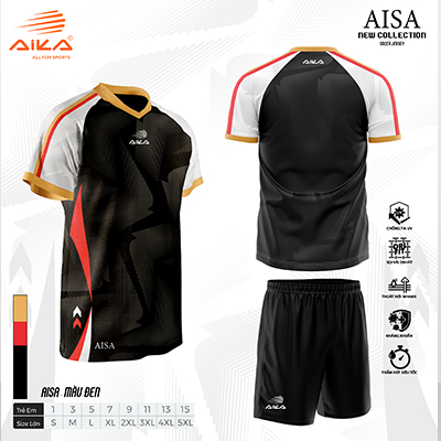[Có in tên số] Bộ Quần Áo Bóng Đá Thiết Kế AIKA AISA