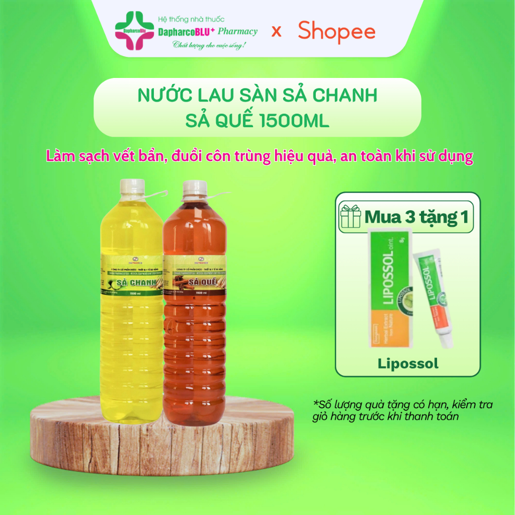[CHÍNH HÃNG] Nước lau sàn Sả Chanh - Sả Quế DAPHARCO (1500ml)