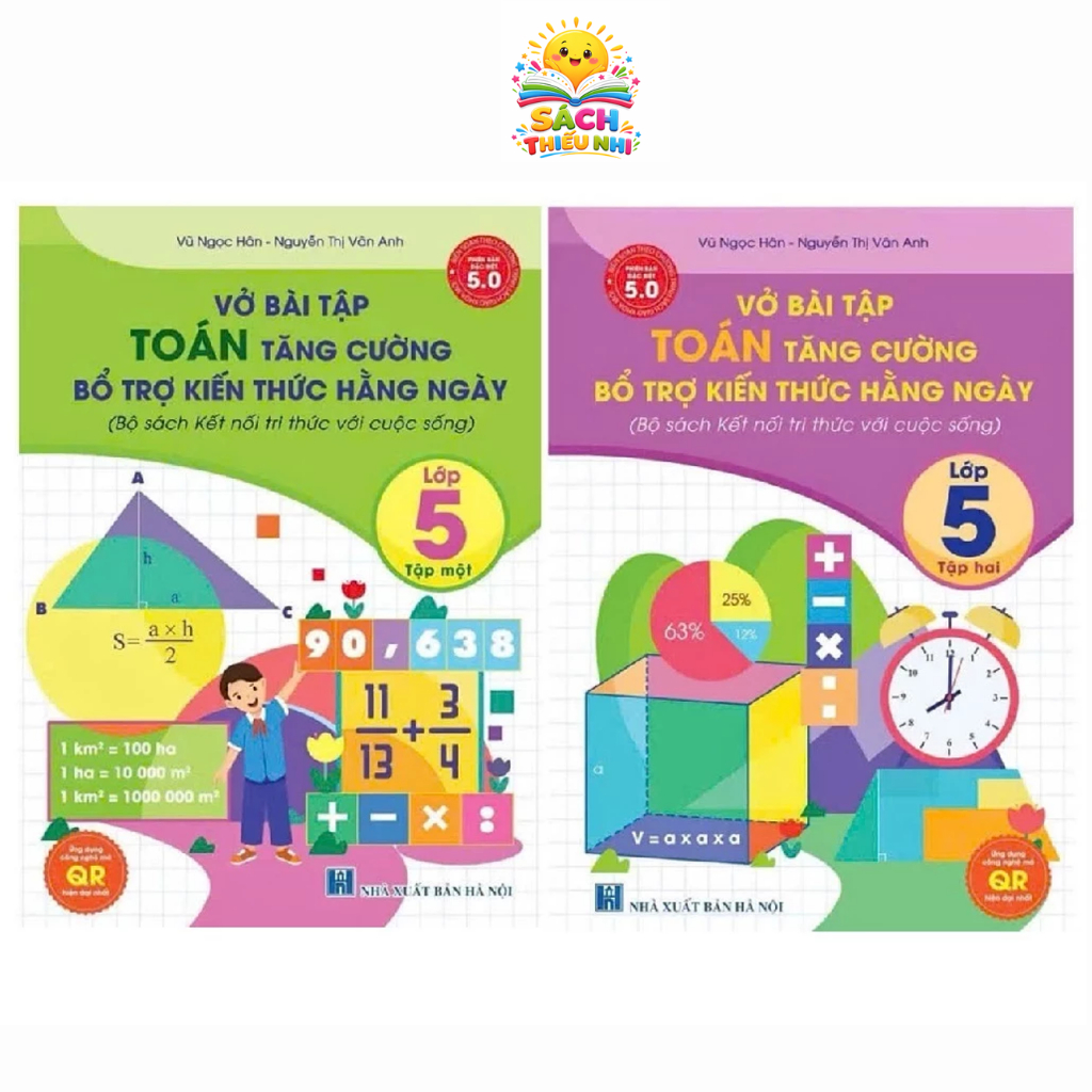 Sách - [Lớp 5 - Kết nối tri thức] - (Bộ 4 quyển ): Vở bài tập Toán, Tiếng Việt tăng cường lớp 5 (tập