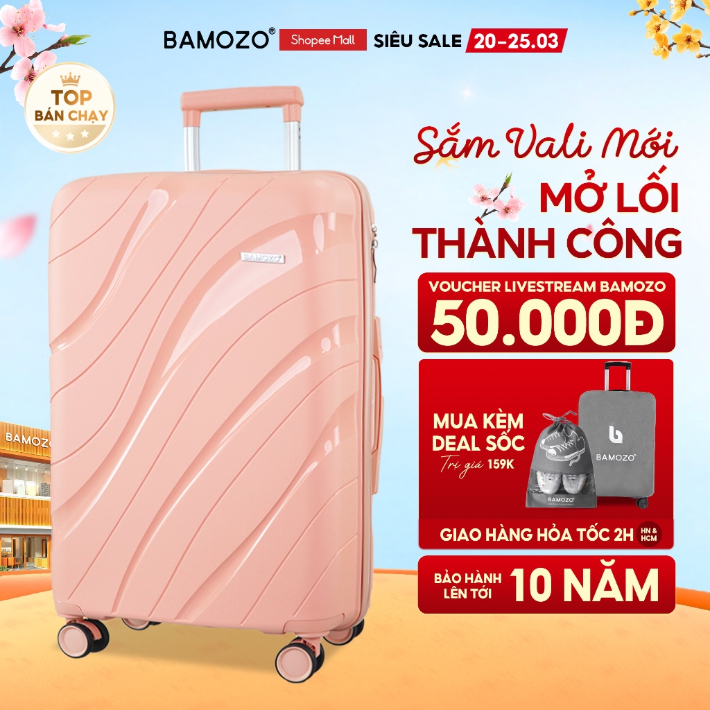 [🔥BEST SELLER] Vali Kéo Du Lịch Bamozo Size 20/24/28 Nhựa PP Cao Cấp Chống Vỡ_Nancy