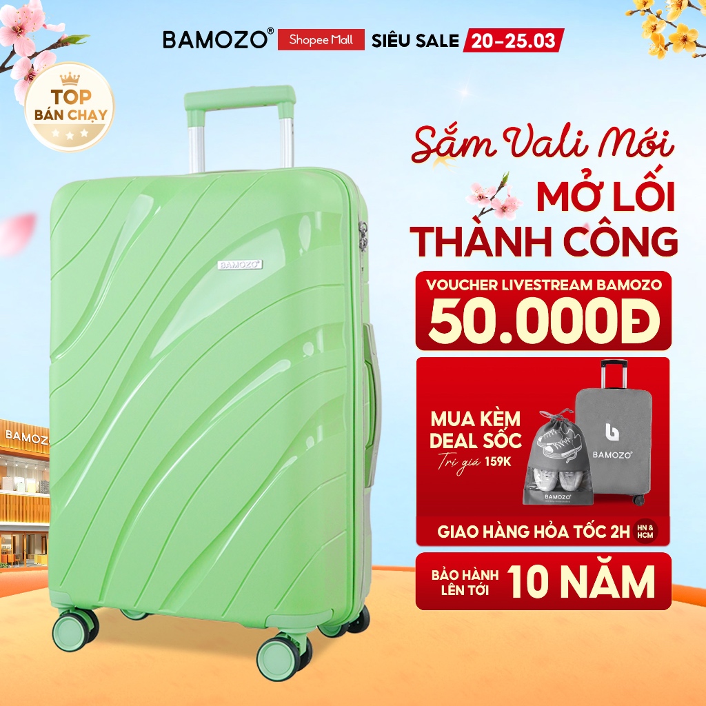 HOẢ TỐC Vali Kéo Du Lịch Bamozo Size 28 Cao Cấp Nhựa PP Chống Vỡ_Nancy