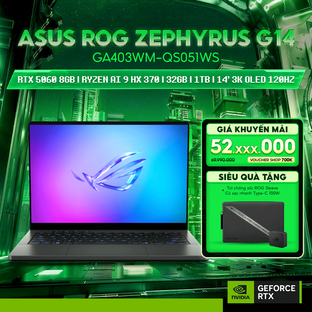 Laptop ASUS ROG Zephyrus G14 GA403WM-QS051WS Card đồ họa GeForce RTX™ 5060 8GB