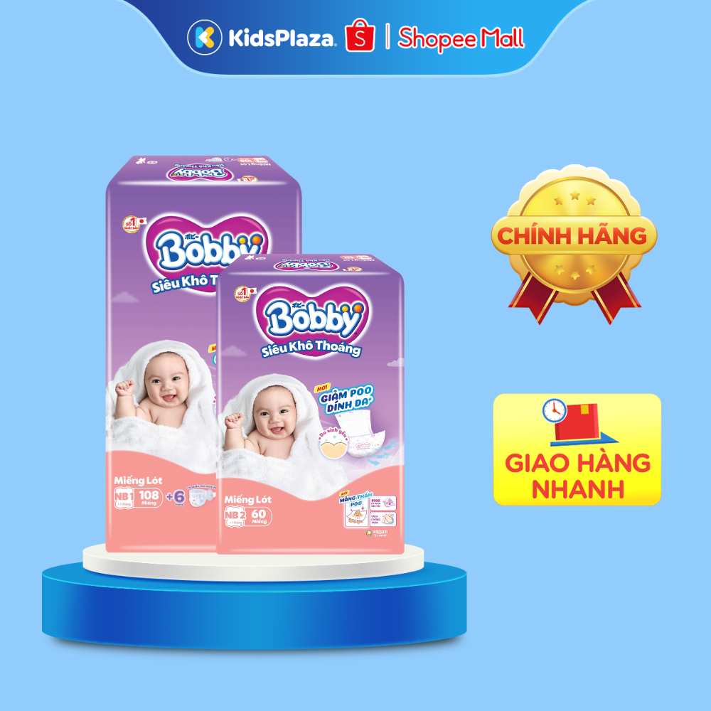 Miếng lót sơ sinh Bobby Newborn 1 New 60 miếng/ 108 miếng - Mêm mại