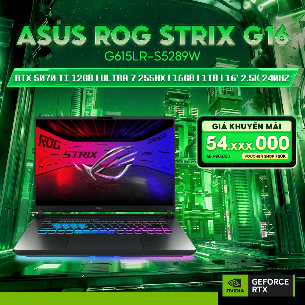Laptop ASUS ROG Strix G16 G615LR-S5289W Card đồ họa GeForce RTX™ 5070 Ti 12GB