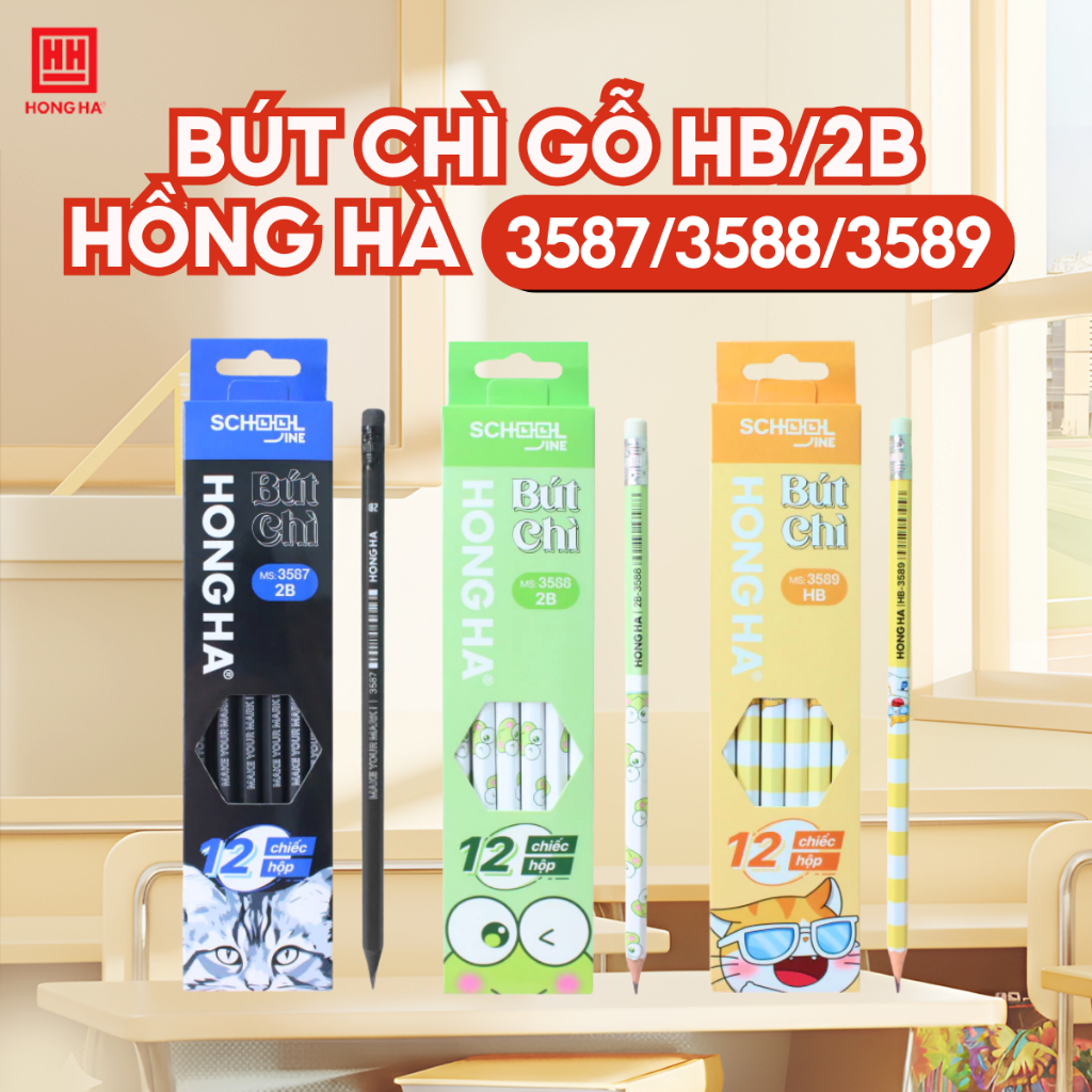 Bút chì gỗ Hồng Hà HB/2B dành cho học sinh - 3587/3588/3589