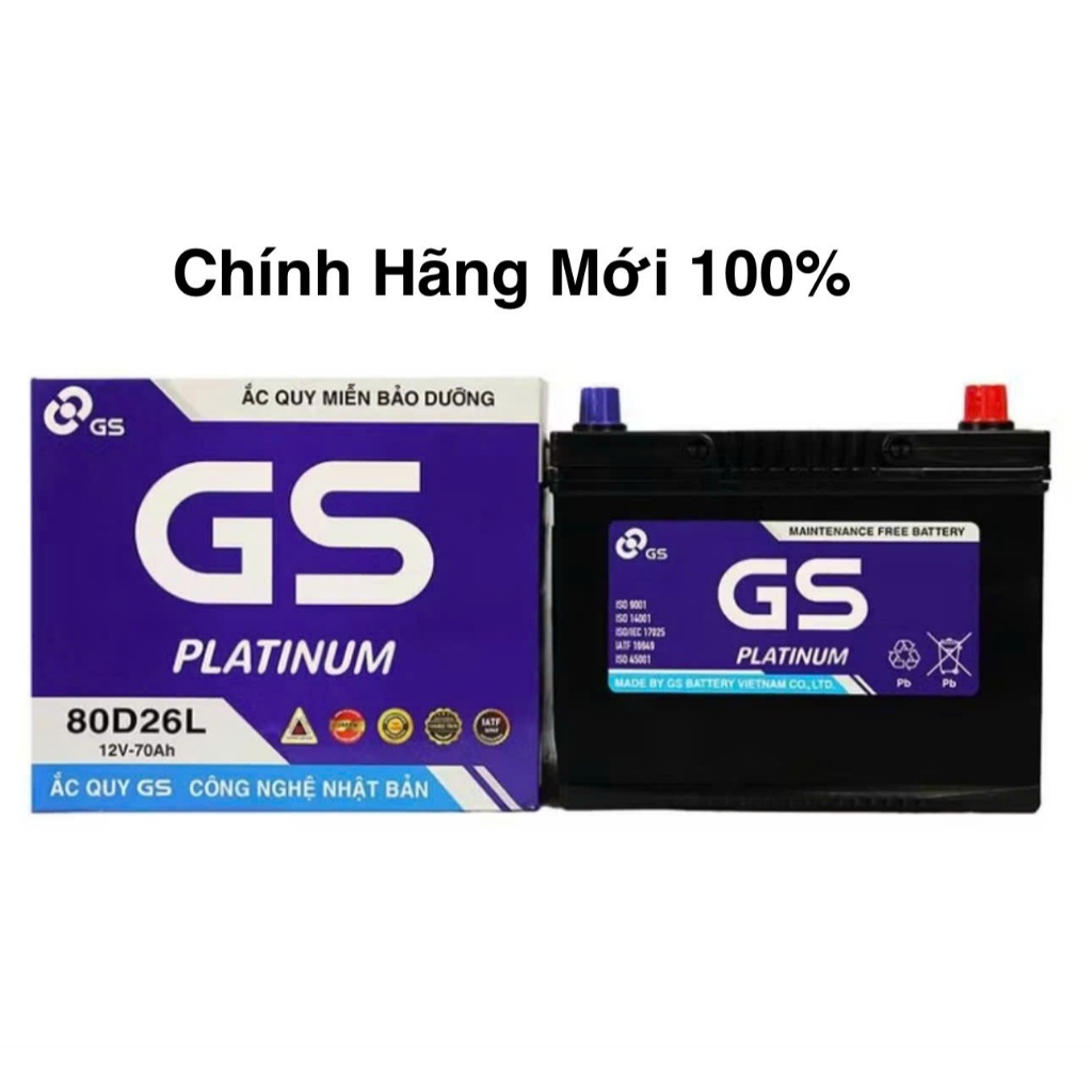 Bình Ắc Quy 12V-70Ah, Ắc Quy Ô Tô GS MF 80D26L/R