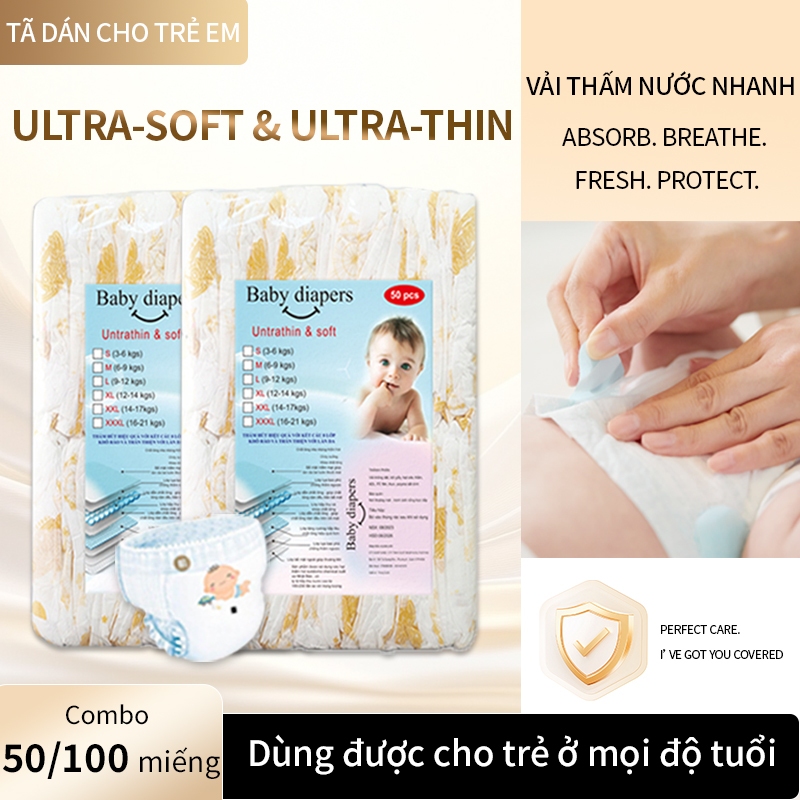 50/100 Miếng Bỉm Quần & Bỉm Dán Đa Size S-4XL