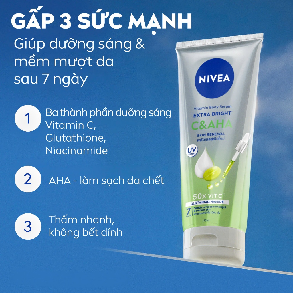 Serum Dưỡng Thể NIVEA 10 Super Vitamins & Skin Foods Sáng Da/Vitamin Extra Bright C&AHA Dưỡng Sáng (300ml) - 93824/99197 | BigBuy360 - bigbuy360.vn