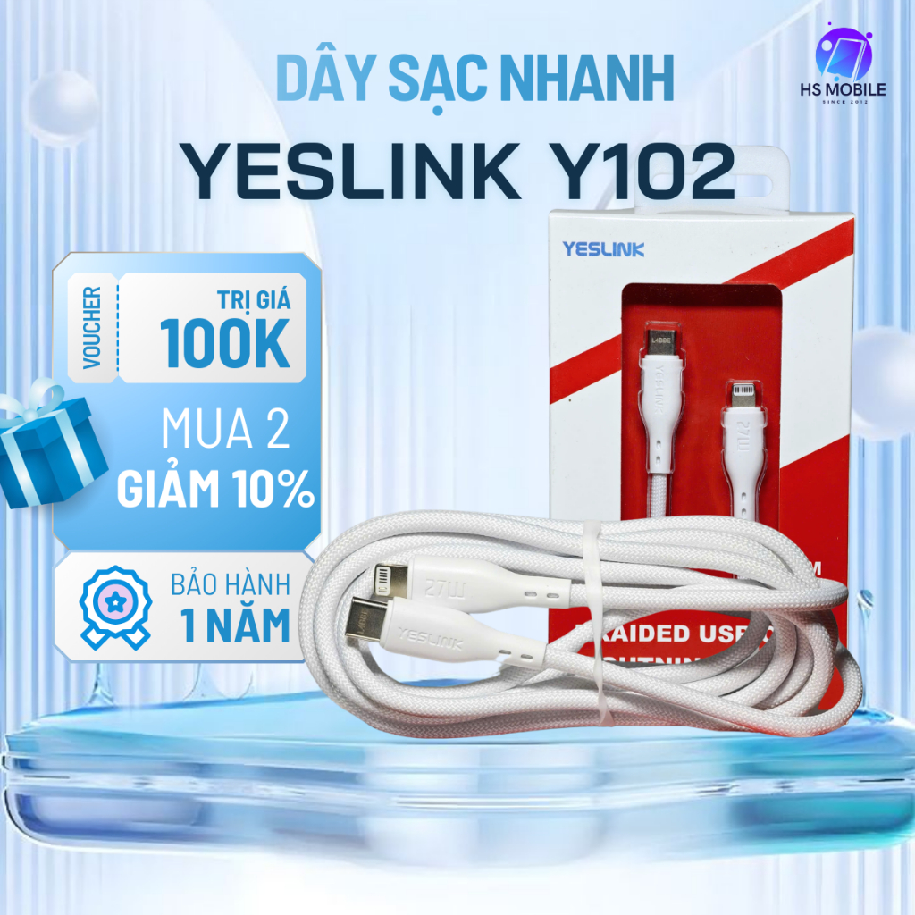 Cáp sạc nhanh Yeslink Y102  dài 2m sạc nhanh PD truyền dữ liệu ổn định