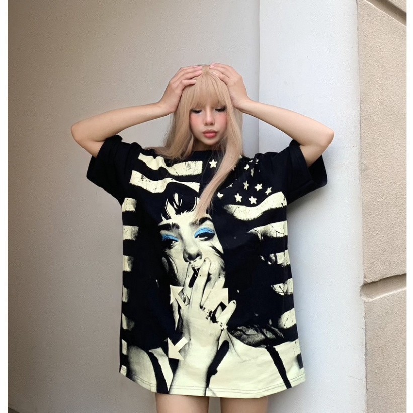 Áo Thun Tay Lỡ Vải Dày In Hình Cô Gái Cotton Co Giản 2 Chiều In Lụa - AL hot 2026 | BigBuy360 - bigbuy360.vn