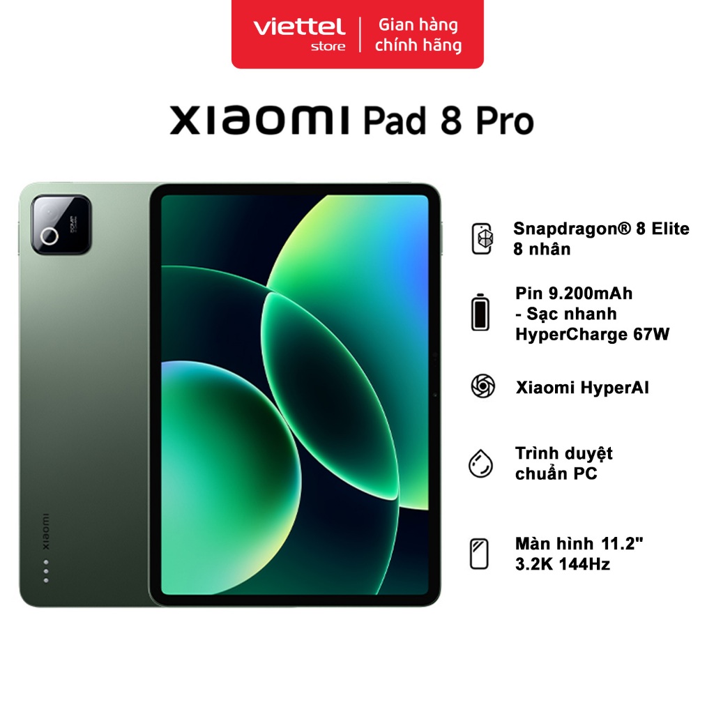 Máy tính bảng Xiaomi Pad 8 Pro 8GB +128GB | Pin 9200mAh |Màn hình 3.2K 144Hz | Vi xử lý Snapdragon 8 Elite | BigBuy360 - bigbuy360.vn