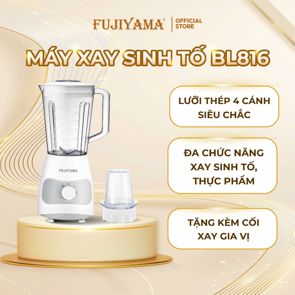 MÁY XAY SINH TỐ FUJIYAMA BL816 - 600W - 1.5L - Cối nhựa - 2 tốc độ - Hàng chính hãng - BH 12th
