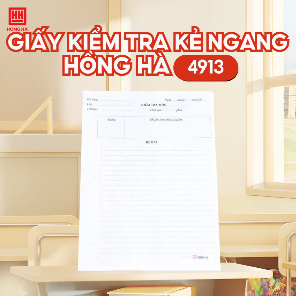 Giấy Kiểm Tra Kẻ Ngang Dành Cho Học Sinh Cấp 2 Hồng Hà  - 4913