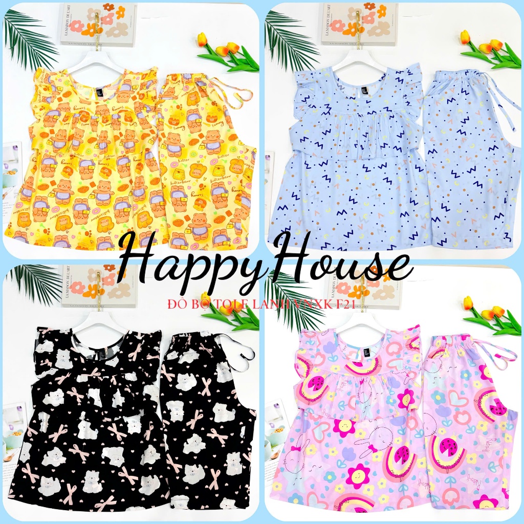 Đồ Tole Nữ, Đồ Bộ Lanh Lửng Cánh Tiên Bèo Ngực F21 VNXK 45-75kg, chất tole 2 da loại 1 mịn mát cao cấp - có BigSize