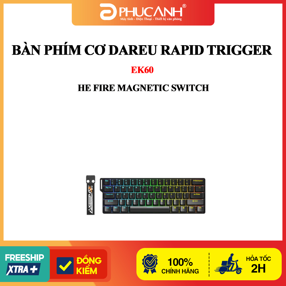 Bàn phím cơ Dareu Rapid Trigger EK60 HE FIRE Magnetic Switch