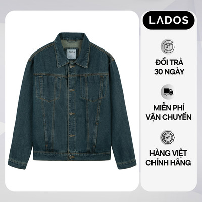 Áo khoác jean nam xanh đậm phong cách thời trang LADOS-2078 cá tính, dễ phối đồ, cao cấp