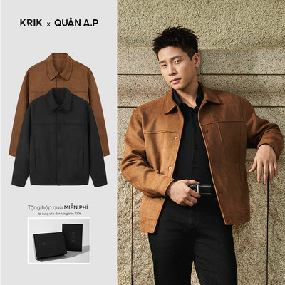 [KRIK x QUÂN A.P] Áo Khoác Da Lộn Nam KRIK Form Regular Chất Liệu Mềm Mịn Thiết Kế 2 Lớp Cổ Bẻ AK5188