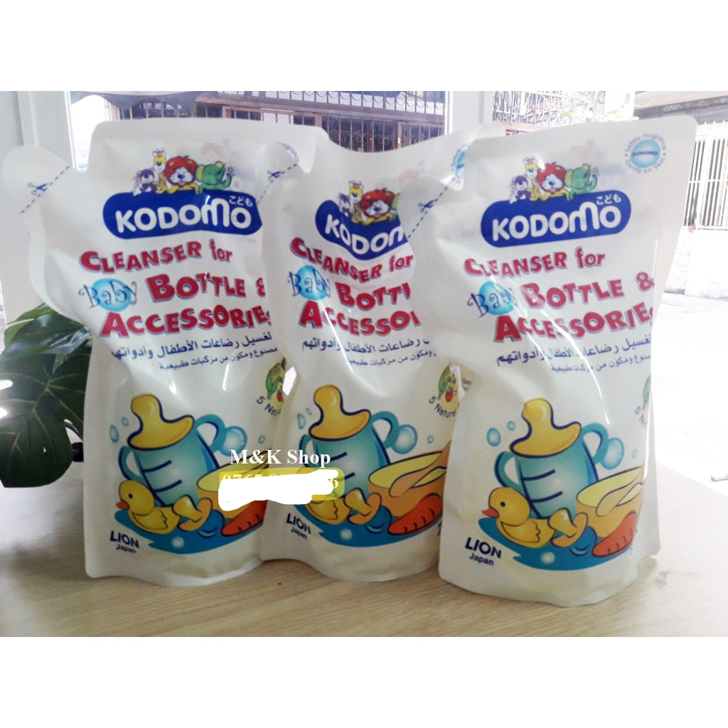 COMBO 3 TÚI nước rửa bình sữa Kodomo Thái Lan