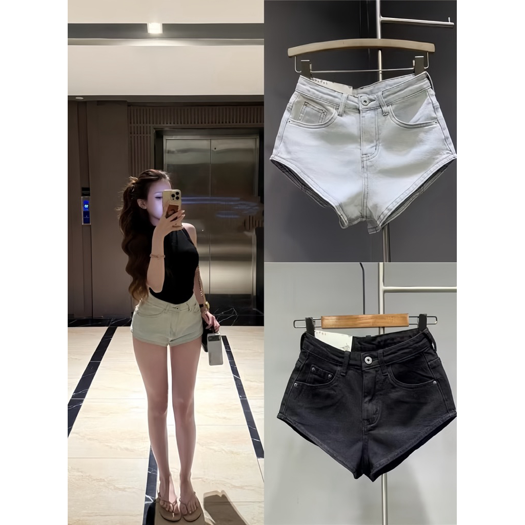 𝑪𝒉𝒐𝒄𝒐•[Order] Quần Short Denim Cạp Thấp Form Ngắn