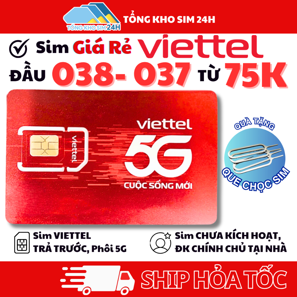 Sim 037, 038 Viettel Giá rẻ Sale Chỉ Từ 75k Chọn Số Dễ Nhớ [ĐKCC mới dùng được]