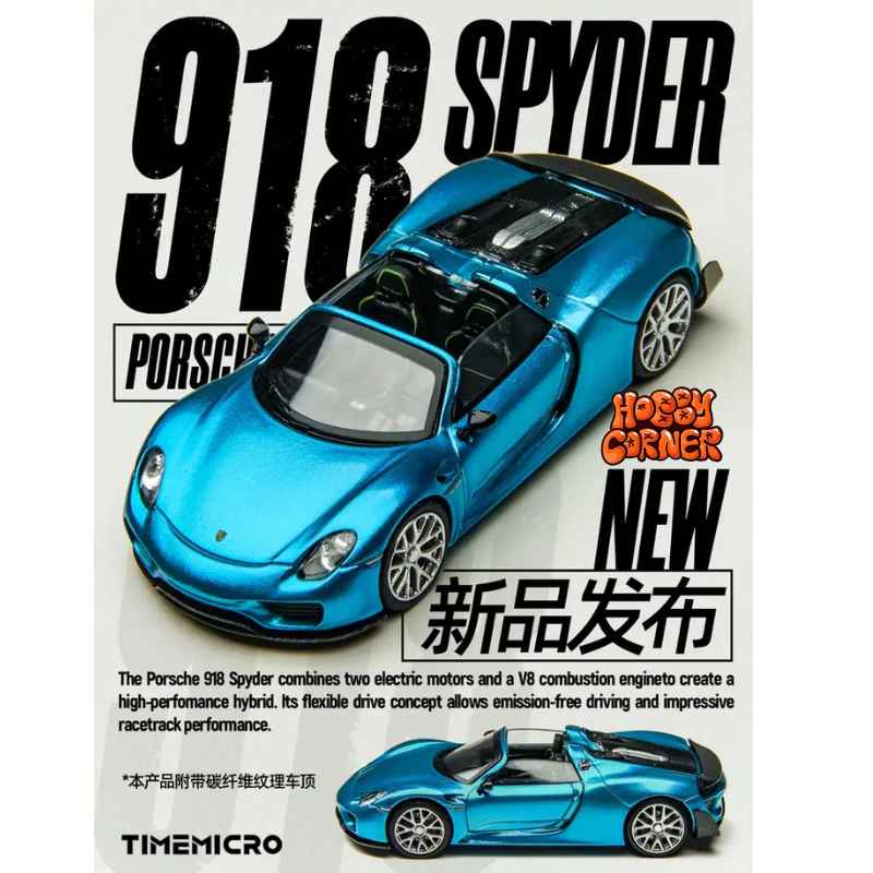 TM 1:64 TM643530 – Porsche 918 Spyder – Xanh ngọc ánh kim (Teal Metallic)