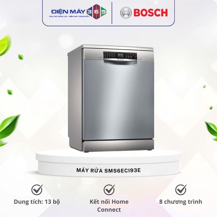 Máy rửa bát độc lập Bosch SMS6ECI93E SERIE 6 - Cao Cấp, Sấy Khô, Vận Hành Êm