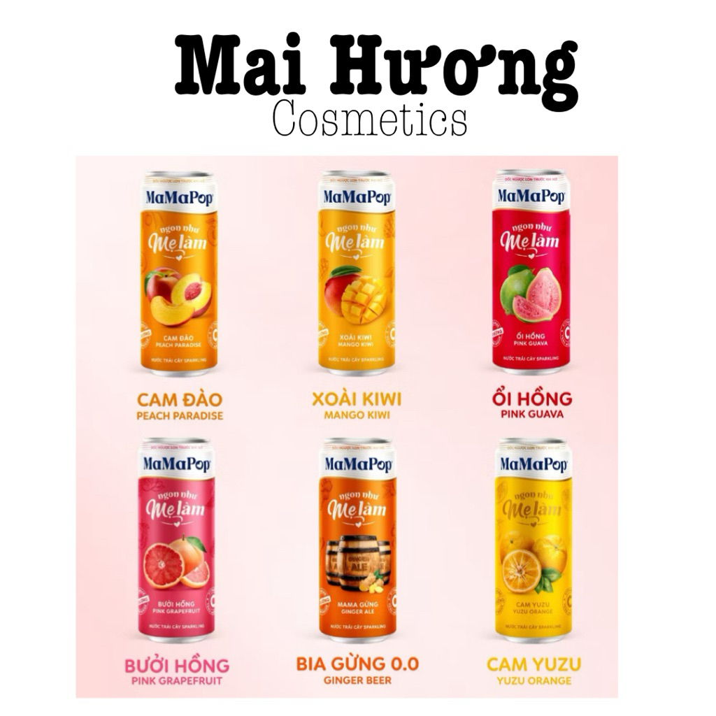 [Sẵn-Hoả tốc] NƯỚC TRÁI CÂY SPARKLING MAMAPOP Lon 330ml