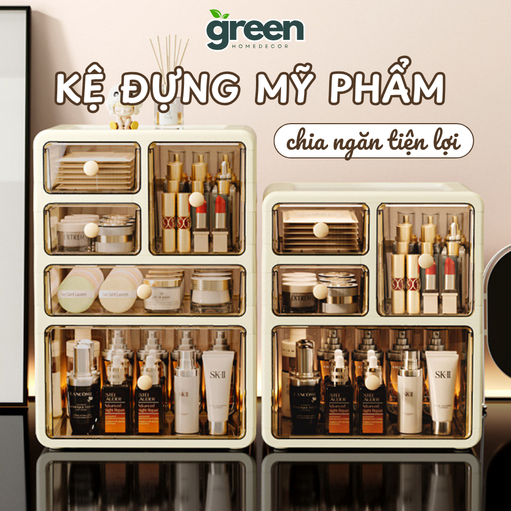 Kệ Đựng Mỹ Phẩm Để Bàn Có Ngăn Kéo Chống Bụi, Tủ Đựng Skincare Acrylic Trong Suốt Nhiều Tầng Cao Cấp