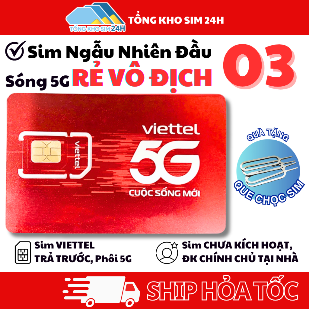 Sim Viettel Chọn Số Ngẫu Nhiên Đầu 03 Giá Rẻ VÔ ĐỊCH [Sim chưa kích hoạt, Phải ĐKCC]