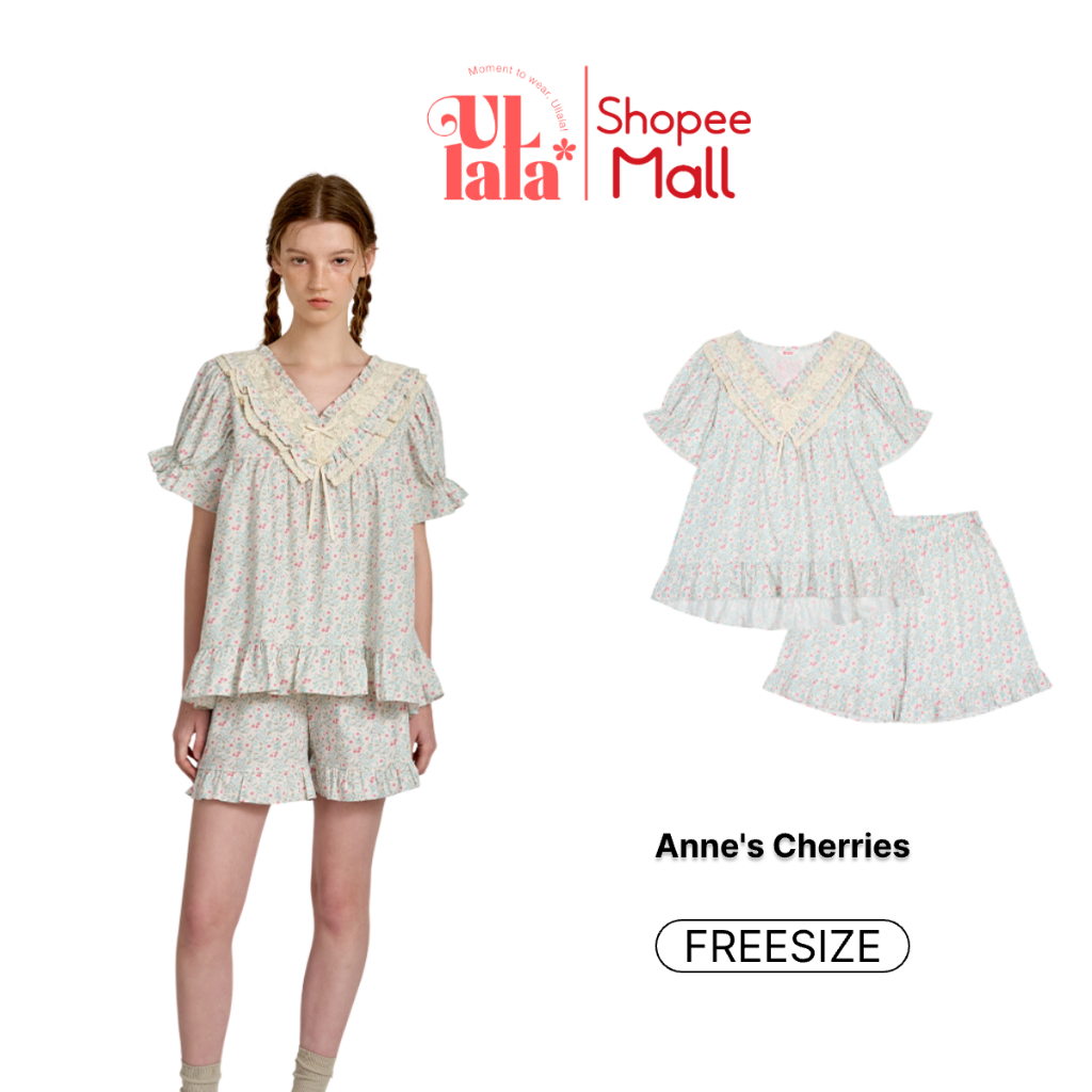 Ullala Pajamas Annes's Cherries Bộ ngủ mặc nhà nữ ngắn tay Freesize
