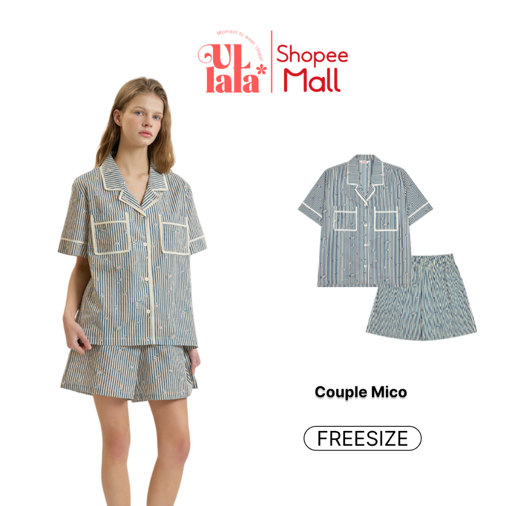 Ullala Pajamas Mico Bộ ngủ mặc nhà nữ ngắn tay Freesize