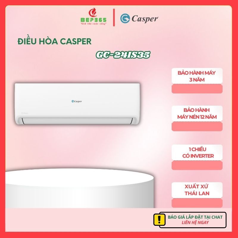 Điều Hòa Casper Inverter GC-24IS35 – Inverter giúp tiết kiệm điện – Vận hành êm ái – Độ ồn thấp