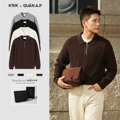 [KRIK x QUÂN A.P] Áo Len Nam KRIK Form Regular Chất Liệu Viscose Mềm Mại Thiết Kế Polo Khóa Kéo Hiện Đại  AL3600