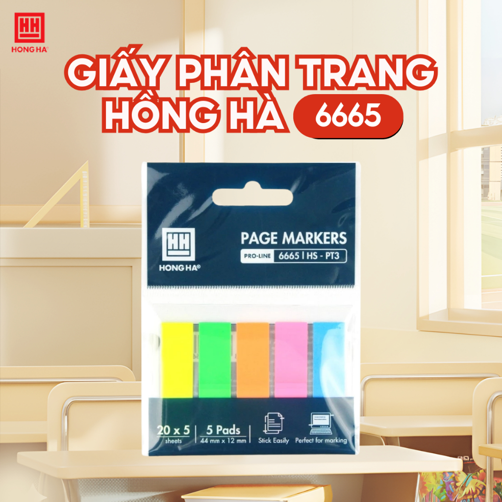 Giấy Phân Trang 5 Màu Hồng Hà HS-PT3 - 6665