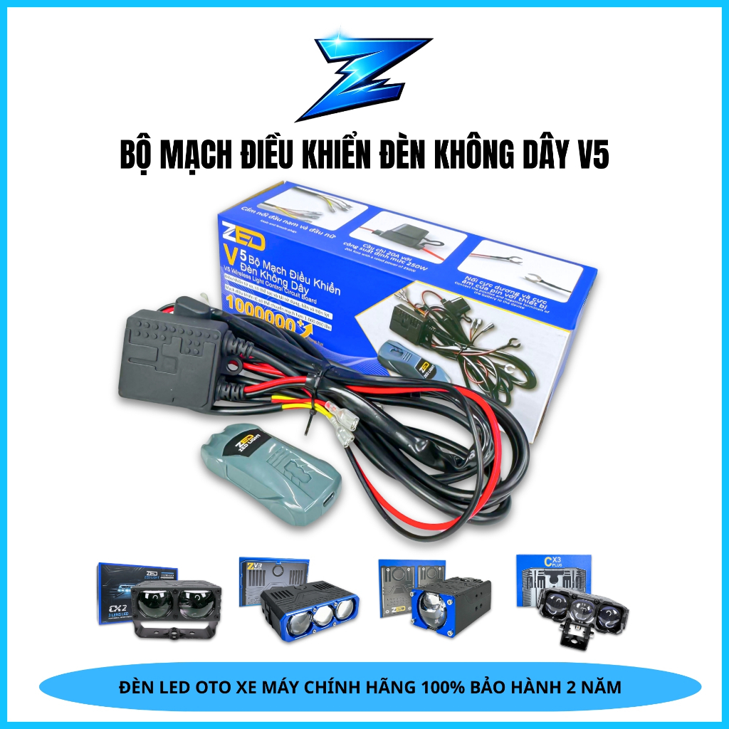 V5 ZED LIGHT Bộ Mạch Auto Passing Cho Đèn Trợ Sáng Bằng Điều Khiển Bluetooth - Chịu Tải Tới 250W, Lắ