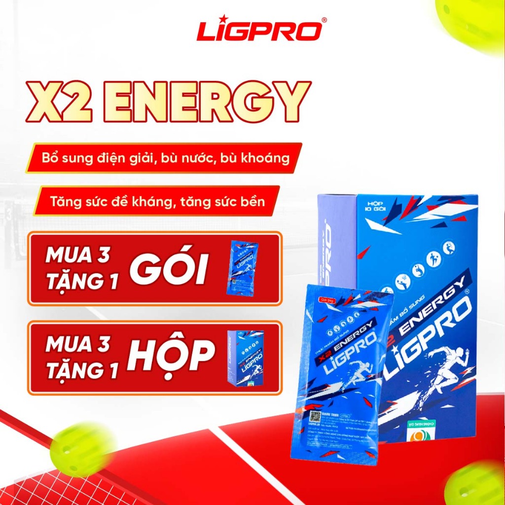 Hộp X2 Energy LIGPRO, Thức Uống Thể Thao Bổ Sung Năng Lượng Bù Nước Bù Điện Giải Hộp 10 Gói