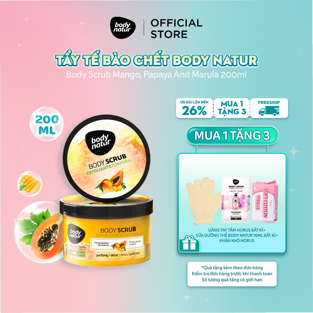 Tẩy tế bào chết Body Natur Body Scrub Mango, Papaya And Marula 200ml