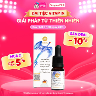Thực phẩm bảo vệ sức khỏe  Vitamin D3+K2 MK7 200IE + 15ug Baby&Kind Sunday Natural