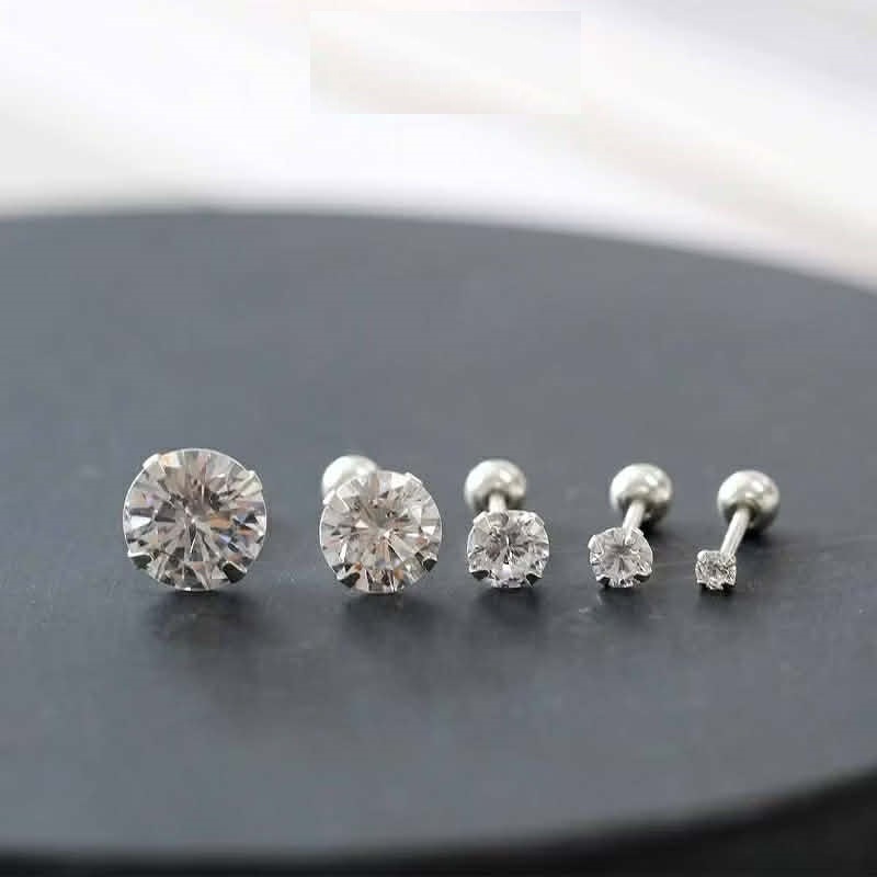 Bông tai nam nữ bạc ta nụ đá kiểu ren nhiều size