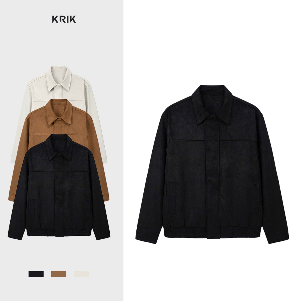 Áo Khoác Da Lộn  Nam KRIK Form Regular Co Giãn Nhẹ Thiết Kế Bomber Trẻ Trung AK5183