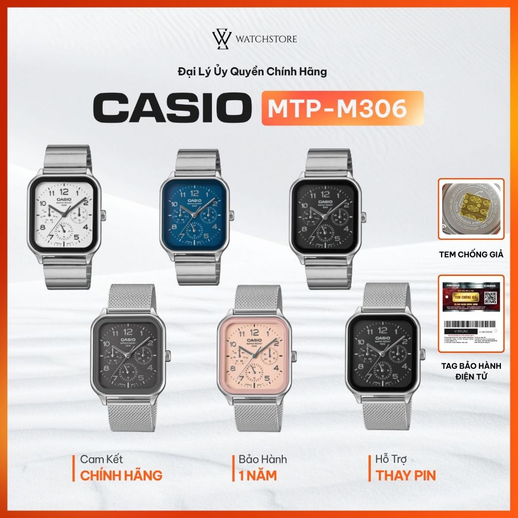 Đồng hồ Casio Nam MTP-M306 Mặt Kính Khoáng Chống Nước Chính Hãng Casio