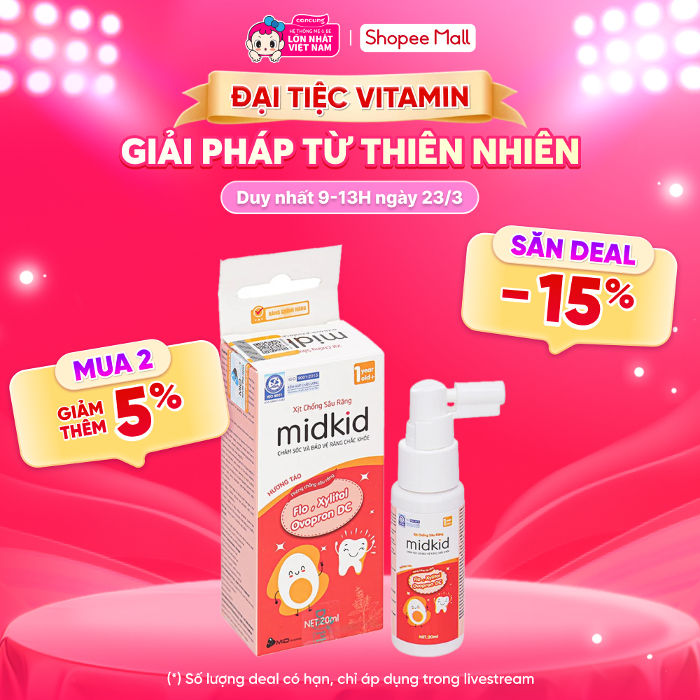 Xịt chống sâu răng Midkid hương táo 20mL - concung