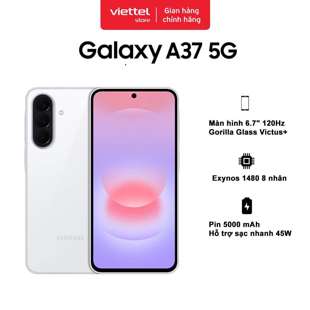 Điện thoại Samsung Galaxy A37 5G 8GB + 128GB Chính hãng | Exynos 1480 | Pin 5000 mAh | NFC