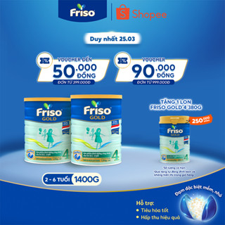 [Tặng 1 Lon Friso Gold 4 380gr] Combo 2 Sữa Bột Friso Gold 4 1400g