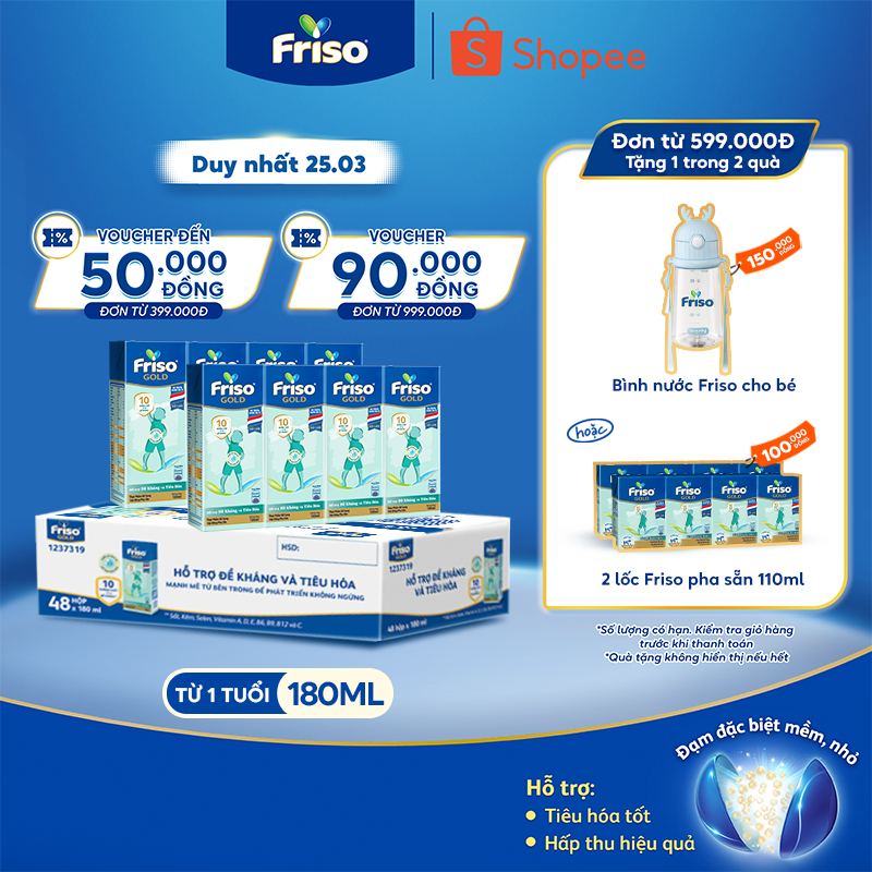 Thùng 48 hộp Sữa uống dinh dưỡng Friso Gold (180ml/hộp)