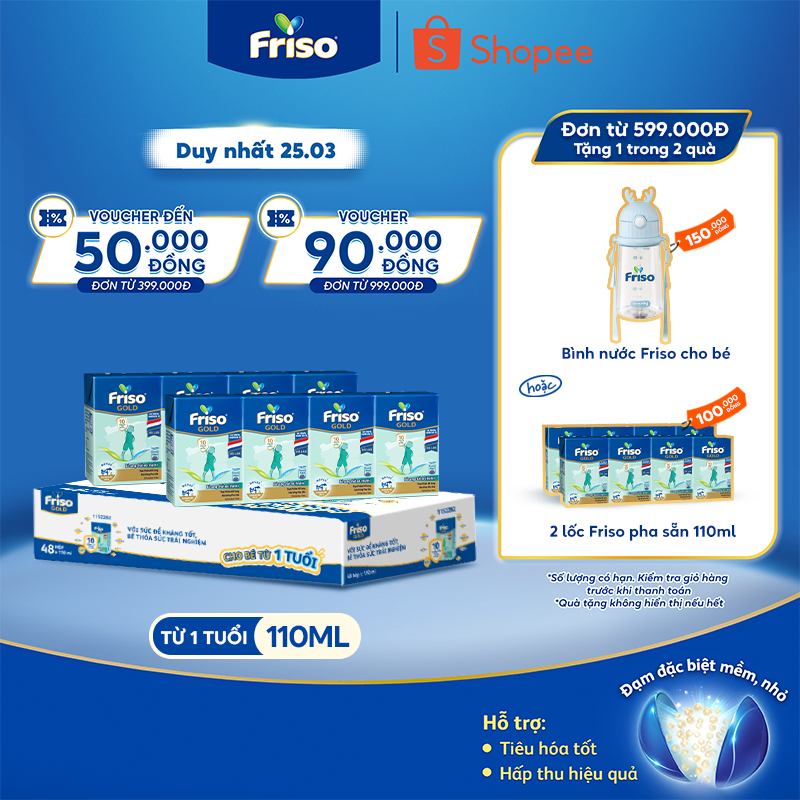 Thùng 48 hộp Sữa uống dinh dưỡng Friso Gold (110ml/hộp)
